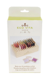 DMC Eco Vita wooden box with 24 bobbins and a magnet for holding your needle.